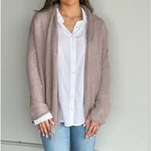 Wooden Ships Sweater Front Loose Knit Size Medium Beige Classic Capsule Neutral